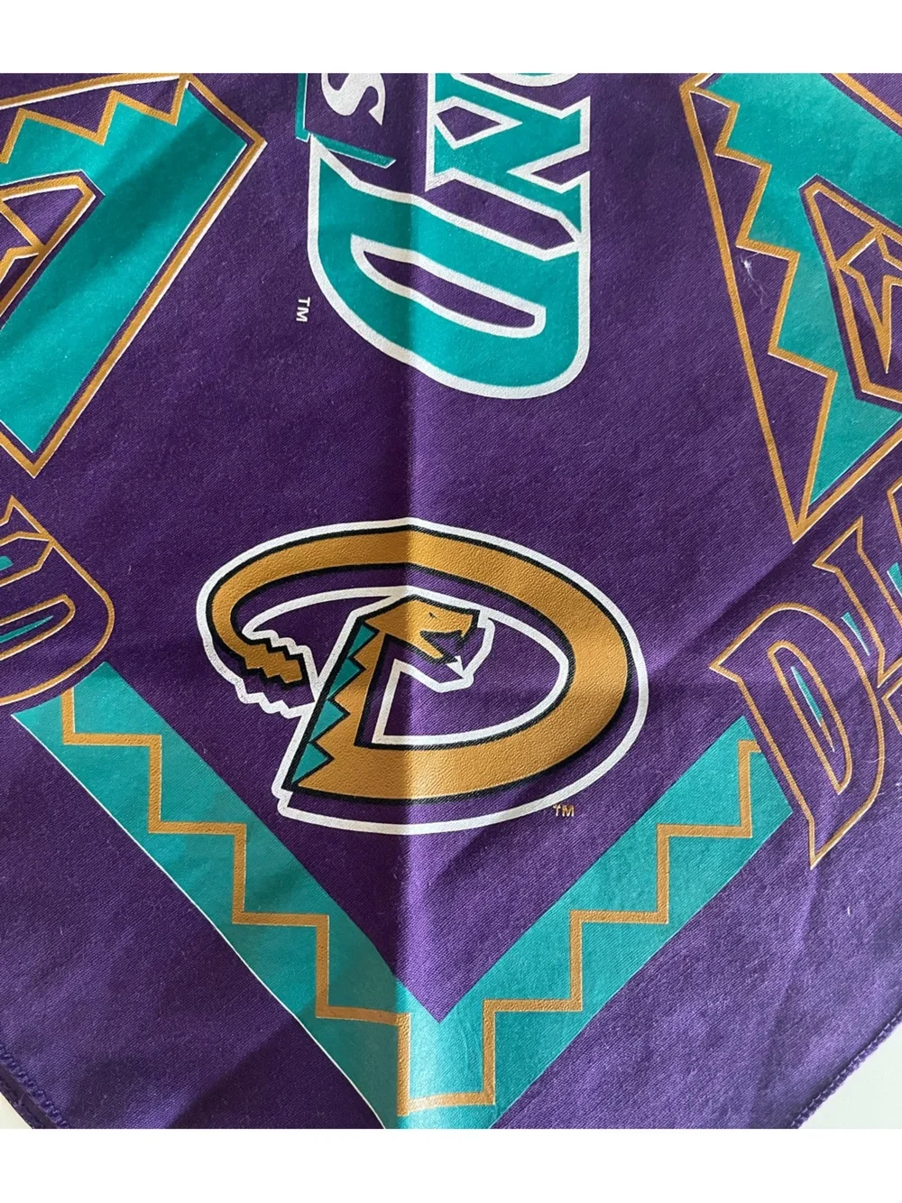 Vintage Arizona Diamonbacks 2001 World Series Bandana Purple White 21x21
